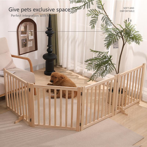 <span class=keywords><strong>Cage</strong></span> à chien portable en bois massif moderne, pliable, fermeture à bouton, facile à ranger, écologique, sûre, anti-morsure, sans peinture, adaptée à un usage domestique - Product Image 3