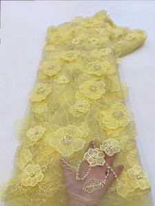 <span class=keywords><strong>Tela</strong></span> de encaje de flores 3D, cuentas de lujo, lentejuelas, vestido de novia, <span class=keywords><strong>tela</strong></span> de encaje, <span class=keywords><strong>tela</strong></span> de encaje francés africano - Product Image 6