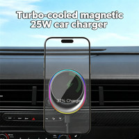Nouvel accessoire de luxe stable pour téléphone : support de chargeur de voiture sans fil magnétique 25W à refroidissement turbo avec lumière RGB