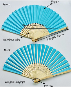 Abanico de mano de bambú de color logotipo personalizado papel en blanco regalo promocional regalo de boda abanico de papel de bambú al por mayor - Product Image 2