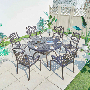 Coswall — <span class=keywords><strong>ensemble</strong></span> <span class=keywords><strong>de</strong></span> salle à manger pour 8 places, chaise à manger et <span class=keywords><strong>table</strong></span>, meubles <span class=keywords><strong>de</strong></span> <span class=keywords><strong>jardin</strong></span>, en aluminium moulé - Product Image 6