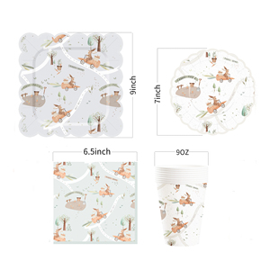 Vajilla para Fiesta de Conejos DAMAI, Artículos para Fiesta de Cumpleaños con Temática de Animales de Granja, Juego de Platos, Servilletas y Vasos para 8 Personas - Product Image 1