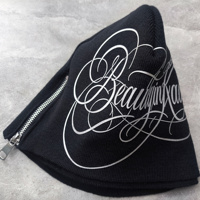 Bonnet en tricot double couche décontracté avec fermeture éclair, style streetwear, motif graphique en silicone, logo, nœuds, doux et chaud pour l'hiver, idéal pour la plage