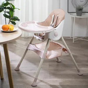 Sıcak satış 4 in 1 katlanabilir plastik bebek mama sandalyesi katlanır paslanmaz çelik yüksek sandalye