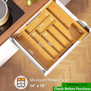 Bamboo Expandable <b>Drawer</b> <b>Storage</b> <b>Box</b> 18L Office Organizer Rectangular Standing Type - Product Image 3