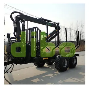 CE off road atv log loader Trailer heavy duty 4 wheel tow behind trailer atv wood hauling forestry log crane trailer with winch