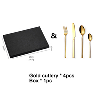 Ensemble de couverts de mariage pour restaurant, noir et doré, en acier inoxydable poli miroir, fourchettes, cuillères, couteaux
