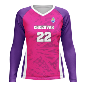 Эластичная женская волейбольная футболка с V-образным вырезом и длинным рукавом для тренировок по волейболу - Product Image 5