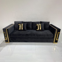 Ensembles Canapé et Causeuse de Luxe en Velours Noir 1 2 3 Places pour Salon Moderne Meubles