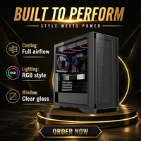 Venta caliente ATX Gaming Pcs ATX Placa base RGB Ventiladores 120mm Mid Tower Pc Case Diseño de moda Carcasa de computadora