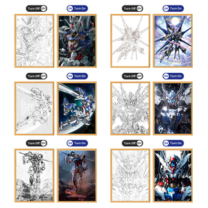 Light up Peinture Anime Personnage GUNDAM Cadre En Bois Affiche Led Bandes Ombre Boîte À Lumière Art Peinture Avec 3 Couleur veilleuse - Product Image 2