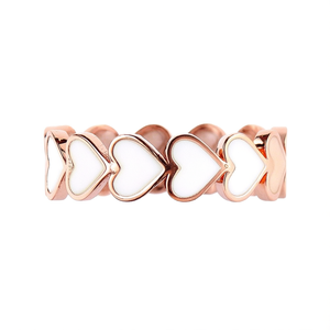 Bague F1575 Heart Eternity Band en or rose plaqué avec incrustation de coquillages, cadeau pour la Saint-Valentin pour femmes - Product Image 1