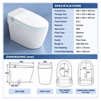 WC intelligent monobloc blanc avec commande vocale IA, bouclier anti-éclaboussures, couvercle automatique et télécommande