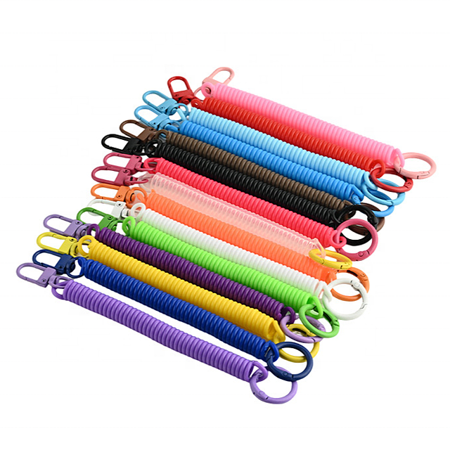 Plastic Spring Phone Lanyard Colorful Retractable Coil Spring Keychain Anti-Lost Elastic Retractable Phone Strap Bag Accessories