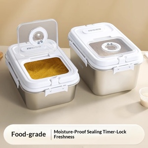 Paslanmaz Çelik Hava Geçirmez Saklama Kabı Çevirmeli Kapaklı Nem Geçirmez Mutfak Kutusu Pirinç Unu Tahıl Şeker Çay Kuru Gıda Kabı - Product Image 2