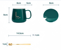 Ensemble de tasses à café en céramique en gros avec logo personnalisé, couvercle et cuillère, idéal pour les invités de mariage, les souvenirs d'entreprise et les cadeaux promotionnels