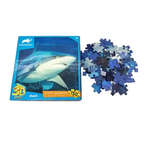 Casse-tête en carton pour enfants avec impression personnalisée Animal planète requin 3D 150 pièces en plastique Logo personnalisé Jouets unisexes en plastique 50 ensembles