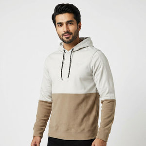 Wholesale Fashion Men's Black & White Half Zip Hoodie Winter 100% Cotton <b>Velour</b> Oversized Eco-Friendly Casual Thermal <b>Sweatshirt</b> - Product Image 1