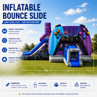Château Gonflable Commercial Personnalisé pour Gamers : Combo Toboggan et Structure de Jeu pour Enfants