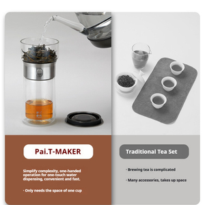 Tazza da Tè in Vetro a Doppia Parete Portatile <span class=keywords><strong>con</strong></span> Infusore e <span class=keywords><strong>Coperchio</strong></span> 270ml Resistente al Calore per Viaggio Ufficio Esterno - Product Image 5