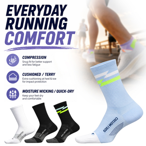 Calcetines Deportivos Personalizados para Correr, Transpirables, de Secado Rápido, con Soporte de Arco y Logotipo Lateral, para Maratón, Venta al Por Mayor - Product Image 1