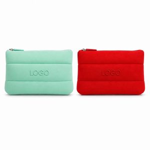 Bolsa de Cosméticos de Neopreno Personalizada con Logotipo de Silicona 3D, Bolsa de Maquillaje Acolchada con Cierre para Viajes, Almacenamiento de Belleza, Venta al Por Mayor OEM - Product Image 1