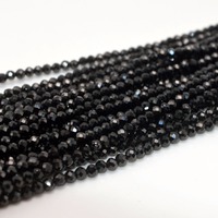 Perles de spinelle noire naturelle facettées de 2 mm, 3 mm, 4 mm, pierres précieuses en vrac pour la fabrication de bijoux