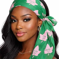 Écharpe en mousseline de soie rose et verte Ivy pour sororité, foulard pour cheveux, accessoire de sac à main, cadeau de sororité pour femmes