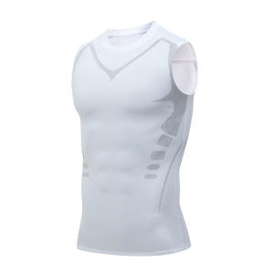 Wholesale <b>Men's</b> Ionic Shaping <b>Vest</b> Ice-Silk Slimming Body Shaper Compression T-Shirts Top Tummy Control Quick-dry Fitness Shirts - Product Image 2