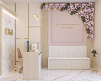 Mobilier de salon de coiffure personnalisé en usine M & S Design élégant pour salon de coiffure éclairage LED inclus