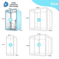 Ruang Rekaman Studio Modern Minimalis Berbingkai Aluminium, Kabin Kedap Suara untuk Siaran Langsung, Bilik Telepon, Kantor Multi-Orang