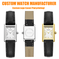 Montre à quartz pour femme en acier inoxydable de qualité OEM, personnalisable, avec bracelets interchangeables et bracelet en cuir à logo personnalisable