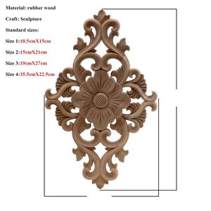 2023 2 pièces Appliques en bois européennes décoratives en bois sculpté décalcomanie non peinte sculpture pour meubles porte <span class=keywords><strong>lit</strong></span> armoire - Product Image 5