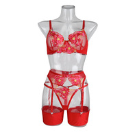 Ventes chaudes, lingerie transparente tendance, grande taille, respirante, lingerie rouge, lingerie sexy pour femme, ensembles de lingerie brodés