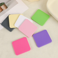 Miroir de poche compact noir double face portable, petit miroir de poche pliable en verre carré, miroir de voyage pour cosmétiques avec logo
