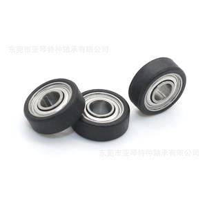 Rouleau plat en caoutchouc souple silencieux en TPU revêtu de roulement, petit roue de 3*8.5*3mm pour les rails d'équipements automatisés, fabriqué en EPDM SBR PU acier - Product Image 3