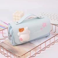 BESDERWILL Trousse à crayons double couche grande capacité écologique et durable avec fermeture éclair pour l'école