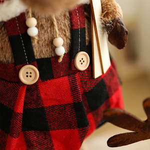 Christmas Decorations <b>Cute</b> Reindeer Elk Figurine Plush Stuffed Toy <b>Doll</b> Home Office Indoor Table Fireplace Window Ornament Decor - Product Image 4