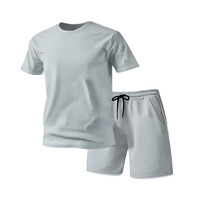 Ensemble de sport transfrontalier pour homme : T-shirt à manches courtes et short 2 pièces, décontracté, séchage rapide, pour la course, motif léopard, idéal été