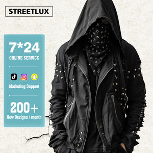 StreetLux fabricante sunfaded francés Terry streetwear funcional ácido lavado hombres zip up remache peso pesado rhinestone Sudadera con capucha - Product Image 1