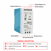 Fuente de Alimentación de Riel DIN de 40W 48V 0.8A, Convertidor de CA 100-240V a CC 48V para Equipos LED Industriales