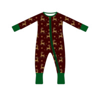Grosir Baju Terusan Bayi Motif Grafiti Jalanan untuk Bayi Laki-laki Lengan Panjang Resleting Depan Tanpa Kaki Pakaian Santai untuk Pesanan Grosir