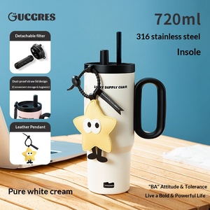 Gobelet isotherme en acier inoxydable 316 avec poignée, design moderne, pour le camping, écologique, maintien au froid et filtre à thé - Product Image 6