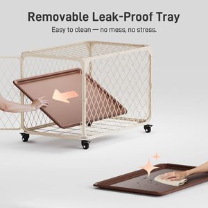 <strong>Dog</strong> <strong>Crate</strong> for <strong>Large</strong> XL <strong>Large</strong> <strong>Dogs</strong> up to 200 Lbs Indoor/Outdoor Use 4 Lockable Wheels Durable Metal Construction Plastic Tray - Product Image 4