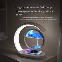 Lampe de chevet LED 3D moderne avec chargeur sans fil, lampe de table USB, abat-jour en ABS avec effet sable, cadeau idéal pour la maison, le bureau ou la chambre.