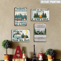 Crea Recuerdos, Un Camping a la Vez, Letrero Metálico Vintage con Diseño de Autocaravana y Pino, Decoración de Pared para Camping, Cabañas y Parques de Autocaravanas