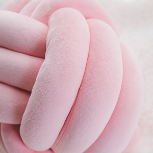 Handmade New Arrival Solid Color Knot Pillows <strong>Pink</strong> Blue Grey Soft Velvet Knot Ball Cushion <strong>Throws</strong> - Product Image 6