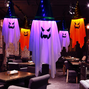 Halloween brillante fantasma sombrero luces decoración nuevo <span class=keywords><strong>barato</strong></span> al aire libre patio árbol accesorios tela <span class=keywords><strong>bruja</strong></span> sombrero - Product Image 3