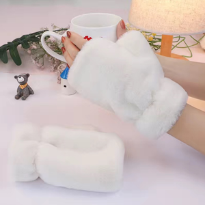 Fashion Cartoon Cute <strong>Fingerless</strong> <strong>Cover</strong> Hand Clamshell <strong>Mitten</strong> Pink Women Warm <strong>Gloves</strong> - Product Image 6