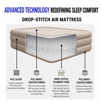 Matelas pneumatique en tissu Drop Stitch avec pompe intégrée, mobilier de chambre, lit gonflable, matelas pneumatique en TPU PVC pour l'extérieur